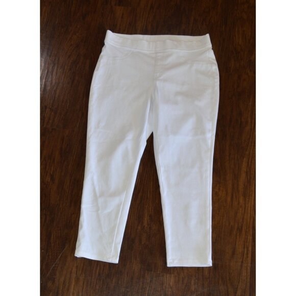 Time and Tru White Jeggings Women’s Size L 11-12 Stretch Leggings Cuffed Pants - Picture 1 of 4